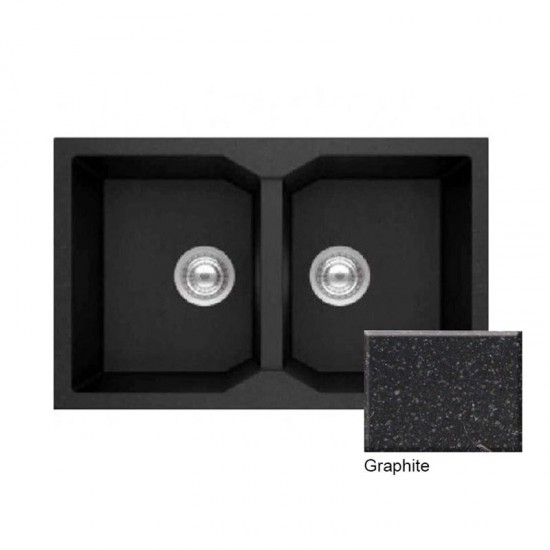 Νεροχύτης Γρανιτένιος Sanitec Ultra Granite Τετραγωνισμένος 806 (79X50) Grafite (Ανθρακί) Βαρέως Τύπου με 2 Ίσες Γούρνες 
