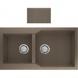 Νεροχύτης Κουζίνας Γρανιτένιος Sanitec Ultra Granite 803 2b (98X50) Sienna (Καφέ) με Δύο Ανισομερείς Γούρνες