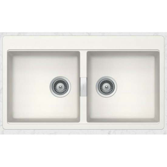 Ένθετος Νεροχύτης 86x50cm Schock Cristadur Mono 15295-1302 Polaris (Λευκό) με 2 Γούρνες