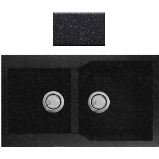 Νεροχύτης Γρανιτένιος Ένθετος Sanitec Ultra Granite 804 (86X50) Graphite Βαρέως Τύπου με 2 Ανισομερείς Γούρνες