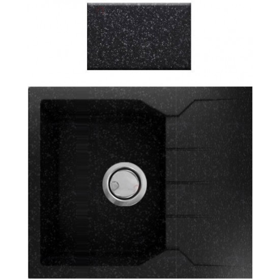 Νεροχύτης Γρανιτένιος Sanitec Ultra Granite Τετραγωνισμένος 812 (60X50)  Grafite (Ανθρακί-Μαύρο) Βαρέως Τύπου με 1 Γούρνα και Μαξιλάρι