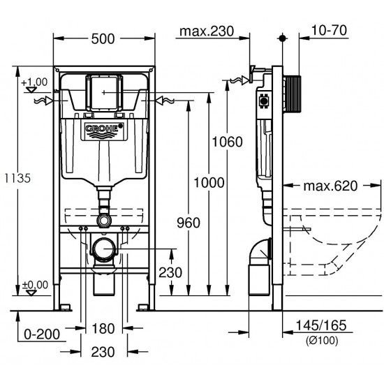Καζανάκι Εντοιχιζόμενο Rapid SL Grohe 38772001 Για Κρεμαστές Λεκάνες Με Πλακέτα Καζανάκι Εντοιχιζόμενο Rapid SL Grohe 38772001 Για Κρεμαστές Λεκάνες Με Πλακέτα