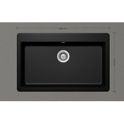 Ένθετος Νεροχύτης 83,8x53cm Schock Cristadur Mono 15090-1402 Puro (Μαύρο)