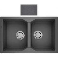 Νεροχύτης Γρανιτένιος Sanitec Ultra Granite Τετραγωνισμένος 806 (79X50) Pietra (Γκρι) Βαρέως Τύπου με 2 Ίσες Γούρνες 