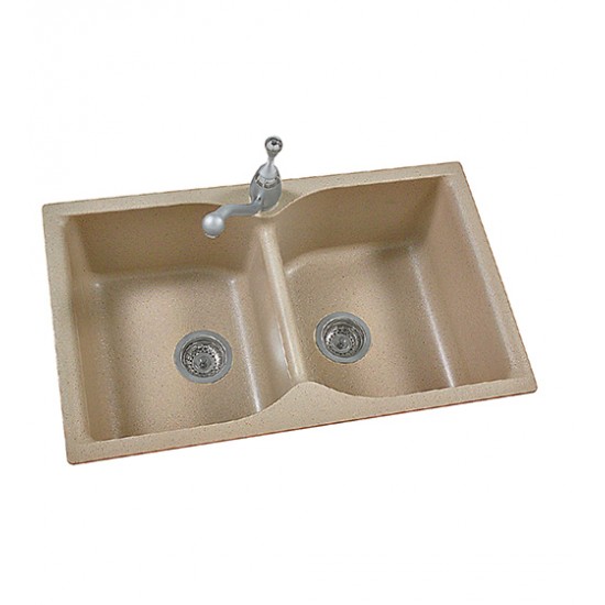 Νεροχύτης Ένθετος Γρανιτένιος Sanitec Classic 322 ( 81x50cm) με 2 Ισομερείς Γούρνες Granite Sand
