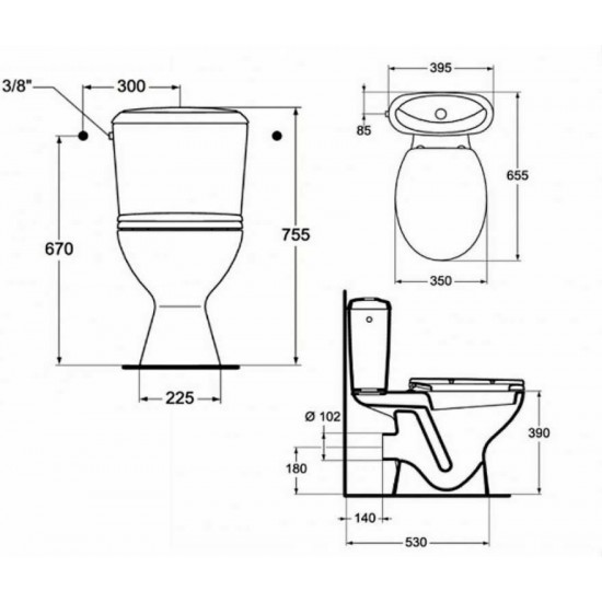 Λεκάνη Δαπέδου Ideal Standard Vidima Sangra W911501 Πορσελάνης Λευκή Οριζόντιας Αποχέτευσης με Καζανάκι και Κάλυμμα Λεκάνη Δαπέδου Ideal Standard Vidima Sangra W911501 Πορσελάνης Λευκή Οριζόντιας Αποχέτευσης με Καζανάκι και Κάλυμμα