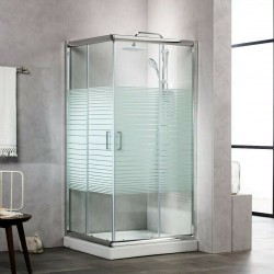 Καμπίνα Ντουζιέρας New Tema Ορθογώνια 80x140x180cm με Κρύσταλλο Ασφαλείας NT80140S Σεριγραφία Χρωμέ