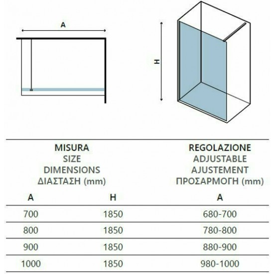 Διαχωριστικό Πάνελ Ντουζιέρας Free 1 Karag 80X185cm Serigrafato 6mm Χρωμέ Διαχωριστικό Πάνελ Ντουζιέρας Free 1 Karag 80X185cm Serigrafato 6mm Χρωμέ