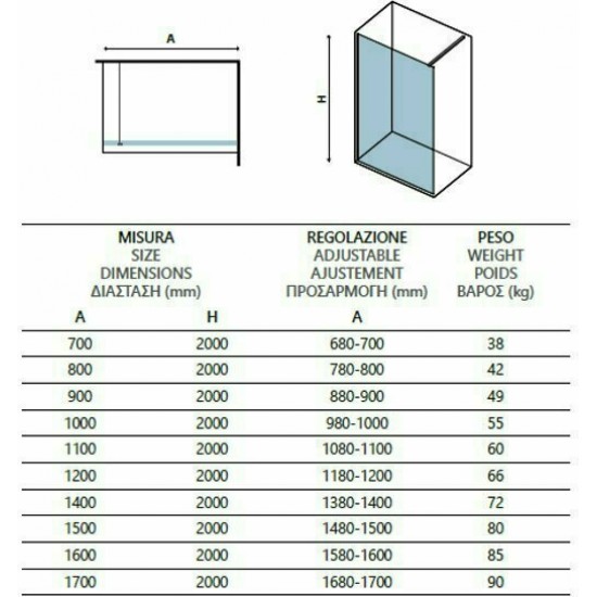 Διαχωριστικό Πάνελ Ντουζιέρας Walkin 1 Karag 140X200cm Clear Glass 8mm Χρωμέ Διαχωριστικό Πάνελ Ντουζιέρας Walkin 1 Karag 140X200cm Clear Glass 8mm Χρωμέ
