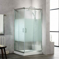 Καμπίνα Ντουζιέρας New Tema Τετράγωνη 90x90x180cm με Κρύσταλλο Ασφαλείας NT9090S Σεριγραφίας Χρωμέ