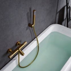 Μπαταρία Λουτρού Θερμοστατική Πλήρες Σετ Αναμεικτική Excel Viento Gold 170135543 Χρυσό