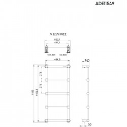 Θερμαντικό Σώμα Λουτρού Thermo Adelphi ADE11549-110 Polished 115.2x49 cm (230 Kcal/H)