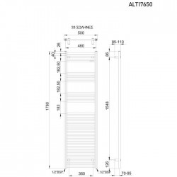 Θερμαντικό Σώμα Λουτρού Thermo Alto ALT17650-100 Chrome 176x50cm Kcal/h: 832 Χρωμέ