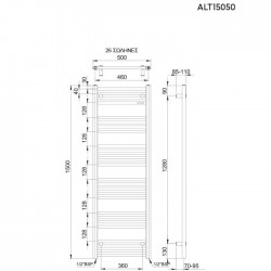 Θερμαντικό Σώμα Λουτρού Thermo Alto ALT15050-100 Chrome 150x50cm Kcal/h: 673 Χρωμέ