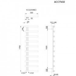 Θερμαντικό Σώμα Λουτρού Thermo Accent ACC17650-111 Brushed Inox 176x50cm 