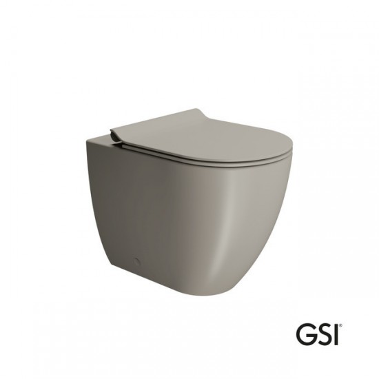 Λεκάνη Επιδαπέδια Υψηλής Πίεσης back to wall 55cm GSI 880300SC-440 Tortora Pura Swirlflush Με Αποσπώμενο Κάλυμμα Βακελίτη