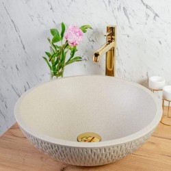 Νιπτήρας Επικαθήμενος από Γρανίτη Μπεζ Amber VGR1421T Laveo Φ41 εκ. 