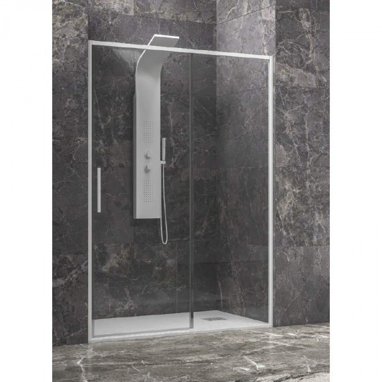 Καμπίνα Ντουζιέρας από Τοίχο σε Τοίχο Με Συρόμενη Πόρτα 150x200 KARAG LEA 400 Λευκή Ματ Με Διάφανο Κρύσταλλο
