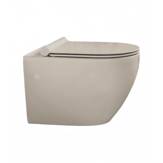 Λεκάνη Κρεμαστή Cerastyle City Rimless  019108-w-97 με Κάλυμμα Αντιβακτηριακό Slim Soft Close Πορσελάνης Cappucino (Μπεζ) Ματ