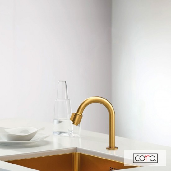 Μπαταρία Νεροχύτη Για Χρήση Φίλτου Cora 13504-201 Gold Brushed Χωρίς Ανάμιξη