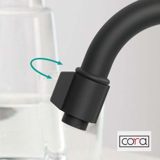 Μπαταρία Νεροχύτη Για Χρήση Φίλτου Cora 13504-400 Black Matt Χωρίς Ανάμιξη