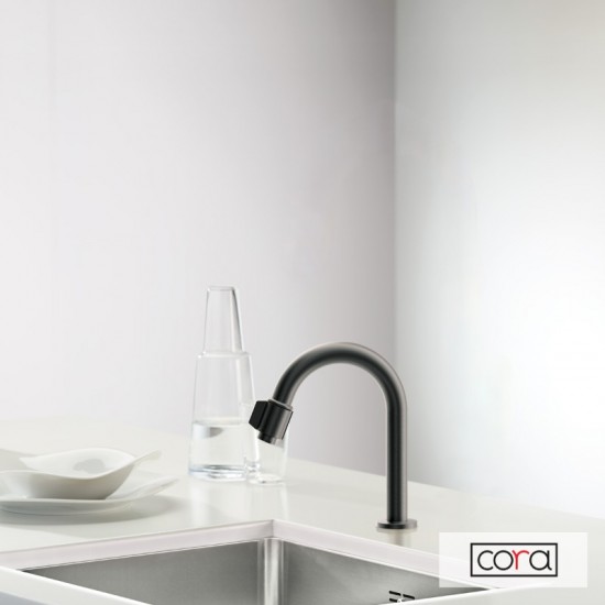 Μπαταρία Νεροχύτη Για Χρήση Φίλτου Cora 13504-410 Black Brushed Χωρίς Ανάμιξη
