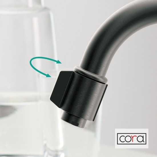 Μπαταρία Νεροχύτη Για Χρήση Φίλτου Cora 13504-410 Black Brushed Χωρίς Ανάμιξη