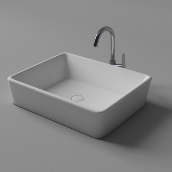 Επικαθήμενος Νιπτήρας Μπάνιου Πορσελάνης Soncera Topaz 47,5x37cm 210000018 Λευκός