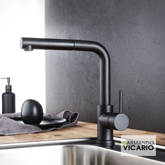 Μπαταρία κουζίνας Armando Vicario Fluo 18580-400 Black Matt Μπαταρία κουζίνας Armando Vicario Fluo 18580-400 Black Matt
