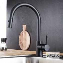 Ψηλή Μπαταρία Κουζίνας Πάγκου με Ντουζ Armando Vicario Fluo 18780-400 Black Matt