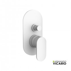 Εντοιχισμένος Ορειχάλκινος Μίκτης ντουζιέρας 2 εξόδων Armando Vicario Slim 500050D-300 White Matt (Λευκό Ματ)