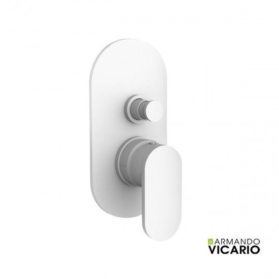 Εντοιχισμένος Ορειχάλκινος Μίκτης ντουζιέρας 2 εξόδων Armando Vicario Slim 500050D-300 White Matt (Λευκό Ματ)