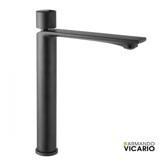 Μπαταρία Νιπτήρα Ψηλή Armando Vicario Halo με Βαλβίδα Click-Clack 515041-400 Black Matt