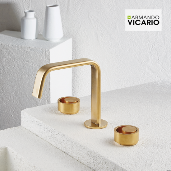 Μπαταρία Νιπτήρος 3 Οπών Με Βαλβίδα Clic-Clac Armando Vicario Halo 515043-201 Brushed Gold