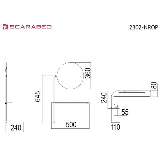 Καθρέφτης Scarabeo 2302-NROP Με Εταζέρα Και Ποτηροθήκη Black Matt