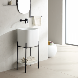Έπιπλο Scarabeo Laila S 45 / Self 270109-NROP300 + 5503-300 White (Λευκό Γυαλιστερό) Με Νιπτήρα (Χωρίς οπή Μπαταρίας)