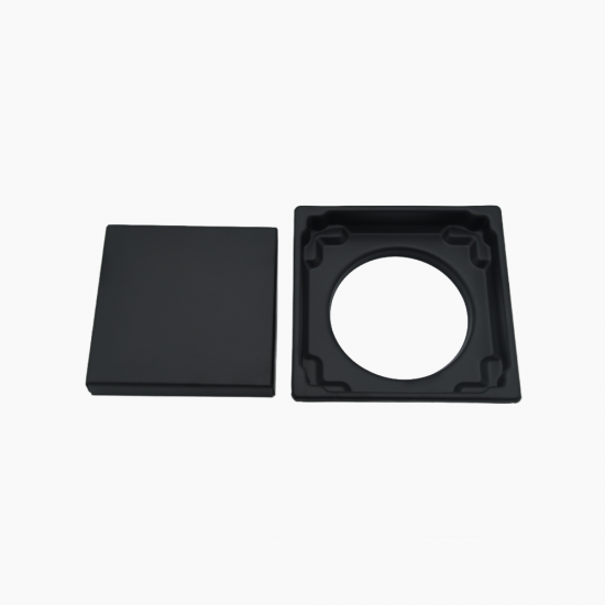 Σχάρα Duscheline Τετράγωνη Santo 15x15 mm με έξοδο Φ 100mm DU-698100 Μαύρη Ματ