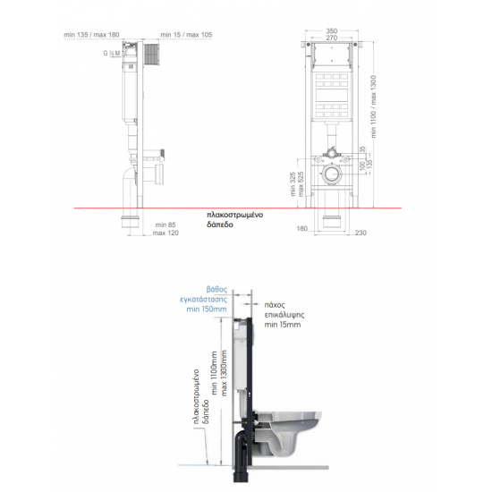 Εντοιχιζόμενο Καζανάκι Wisa Slim Pro 35 2927 για Κρεμαστή Λεκάνη Εντοιχιζόμενο Καζανάκι Wisa Slim Pro 35 2927 για Κρεμαστή Λεκάνη