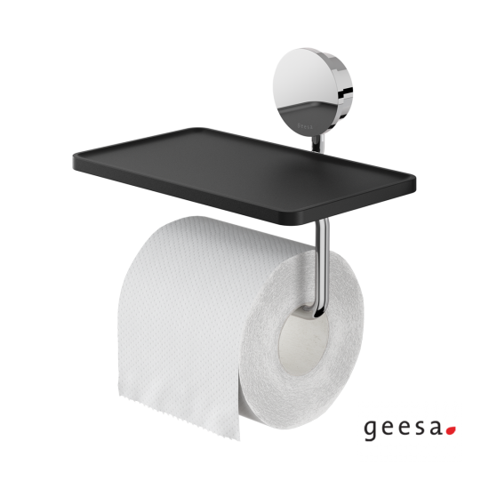 Χαρτοθήκη Επιτοίχια με Εταζέρα 18,5 εκ. Geesa Opal 7224-100 Χρωμέ - Μαύρο Χαρτοθήκη Επιτοίχια με Εταζέρα 18,5 εκ. Geesa Opal 7224-100 Χρωμέ - Μαύρο