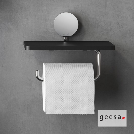 Χαρτοθήκη Επιτοίχια με Εταζέρα 18,5 εκ. Geesa Opal 7224-100 Χρωμέ - Μαύρο Χαρτοθήκη Επιτοίχια με Εταζέρα 18,5 εκ. Geesa Opal 7224-100 Χρωμέ - Μαύρο