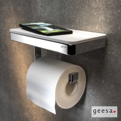 Χαρτοθήκη με Εταζέρα Ορειχάλκινη Geesa Frame 8824-300 White Matt