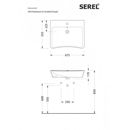 Νιπτήρας Α.Μ.Ε.Α. Serel Senior 3044-300 Λευκή 67.5x55.5cm Νιπτήρας Α.Μ.Ε.Α. Serel Senior 3044-300 Λευκή 67.5x55.5cm
