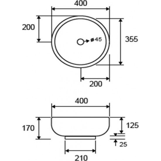 Νιπτήρας Μπάνιου Λευκός Πορσελάνης Karag LT-3065 40 x 40 cm Κυκλικός Επικαθήμενος με Υπερχείλιση χωρίς Οπή για Βρύση Νιπτήρας Μπάνιου Λευκός Πορσελάνης Karag LT-3065 40 x 40 cm Κυκλικός Επικαθήμενος με Υπερχείλιση χωρίς Οπή για Βρύση