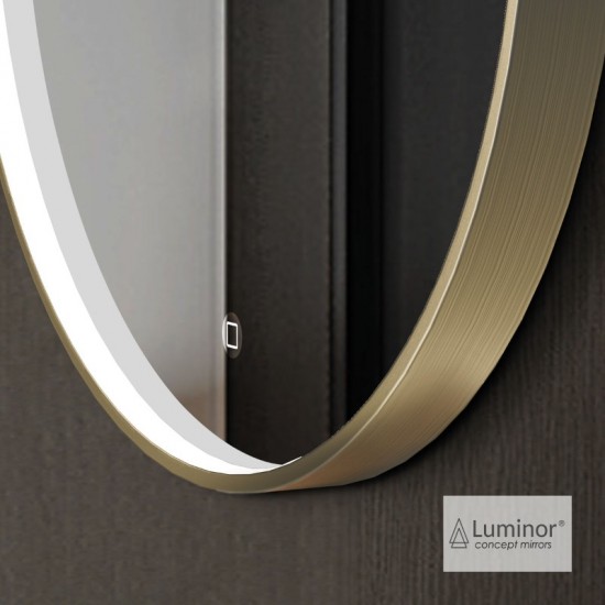Φωτιζόμενος Καθρέπτης Μπάνιου Led Luminor Dot 70 Με Μεταλλικό Πλαίσιο Antique Brass DOT70-221