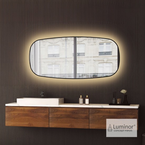Φωτιζόμενος Καθρέπτης Μπάνιου Led Luminor Zen 50 Με Μεταλλικό Μαύρο Πλαίσιο ZEN50110
