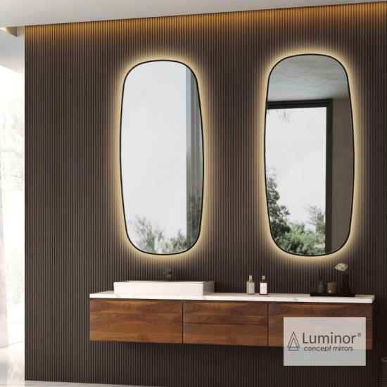 Φωτιζόμενος Καθρέπτης Μπάνιου Led Luminor Zen 50 Με Μεταλλικό Μαύρο Πλαίσιο ZEN50110