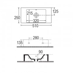 Επικαθήμενος Νιπτήρας Πορσελάνης Bianco Ceramica Tetra N 32051-300 51x25cm