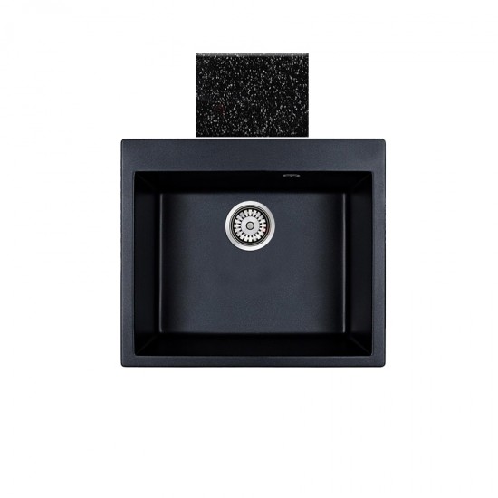 Ένθετος Νεροχύτης Γρανιτένιος Συνθετικός 60x50 Sanitec Classic 331 με 1 Γούρνα Granite Black