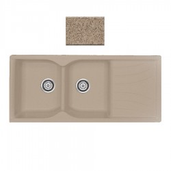 Ένθετος Νεροχύτης Γρανιτένιος Συνθετικός 115x50 Sanitec Classic 332 με 2 Ίσες Γούρνες Granite Beige