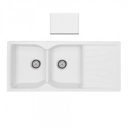 Ένθετος Νεροχύτης Γρανιτένιος Συνθετικός 115x50 Sanitec Classic 332 με 2 Ίσες Γούρνες Metallic Ice